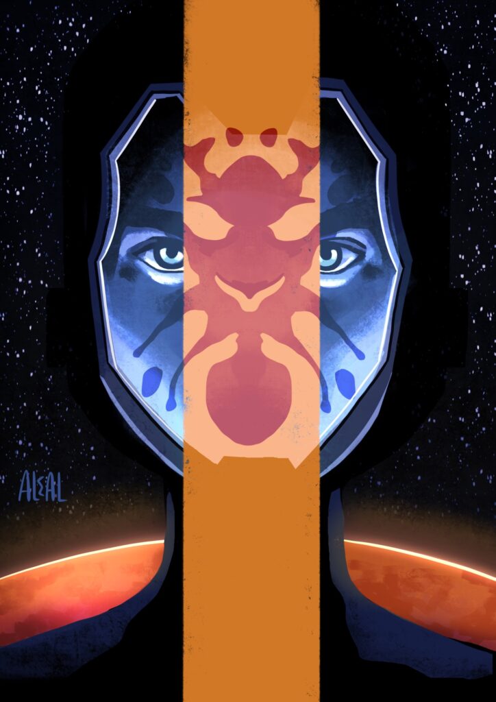 Ilustración para la portada de la novela de ciencia ficción "El juego de Ender", escrita por Orson Scott Card.