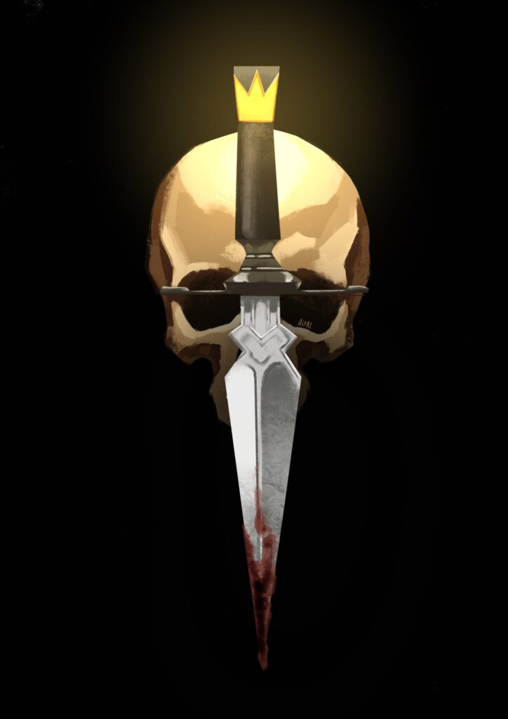 Ilustración para la portada del famoso libro "Hamlet", obra clásica de William Shakespeare.