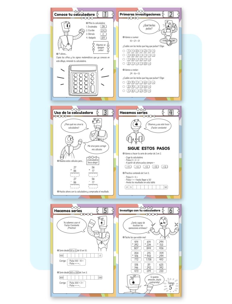 Páginas del cuaderno "Investigo las matemáticas".