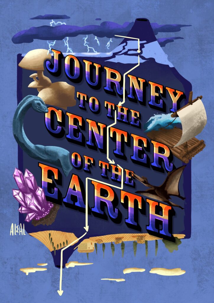 Ilustración del clásico de Julio Verne, "Viaje al centro de la Tierra".